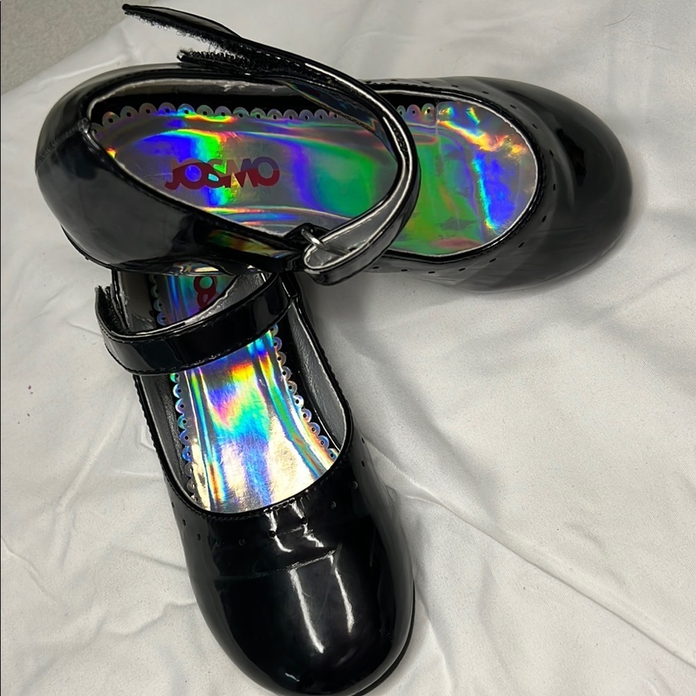 Josmo Shiny Black Strap Shoes - Picture 4 of 5